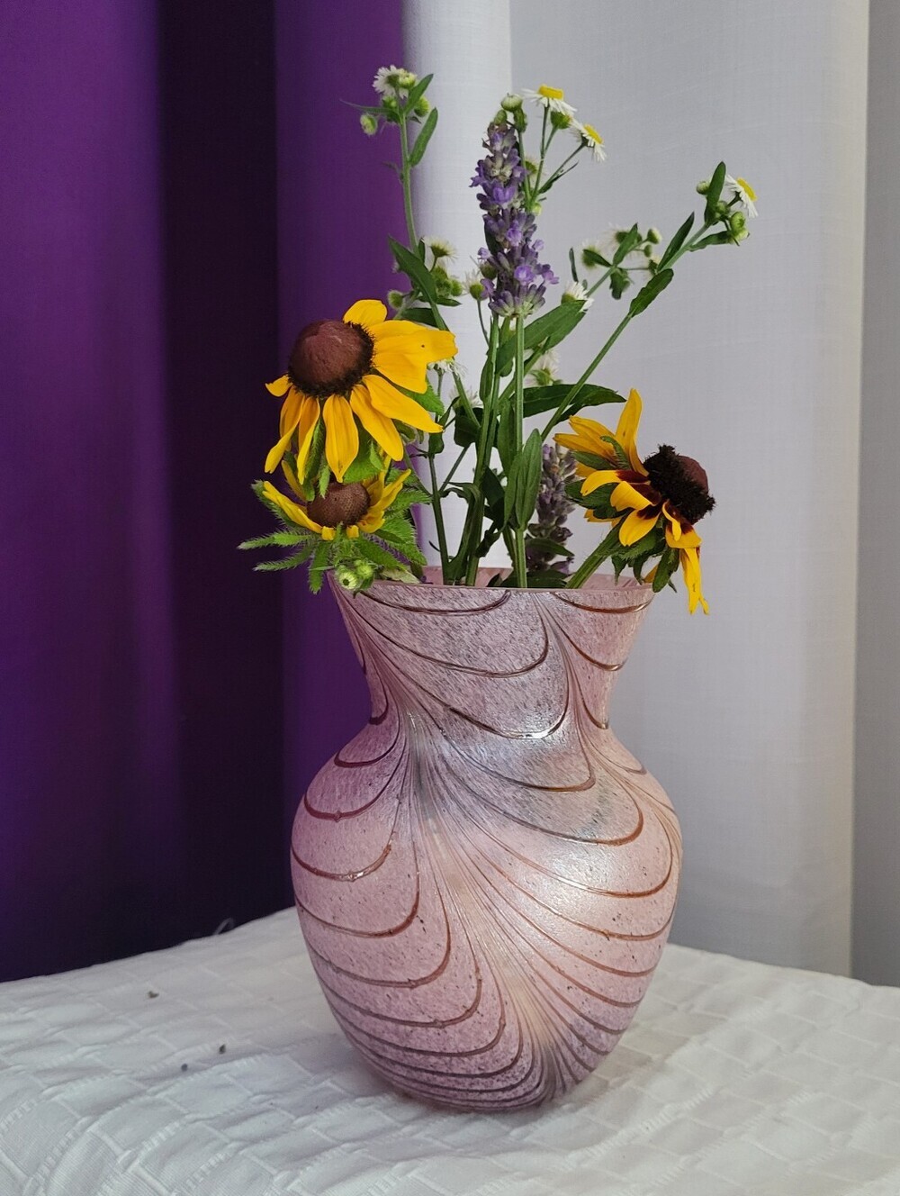 Pink Swirl Glass Vase - Decorative Home Accent